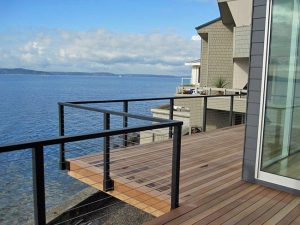 Aluminum cable railing by the sea