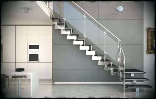 indoors stainless steel stair case glass railings