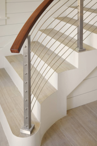 Stainless steel staircase curved cable railing