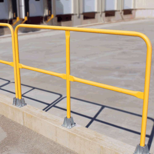 malleable tube railings in outside public structure.