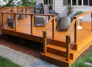 Wooden cable railing system