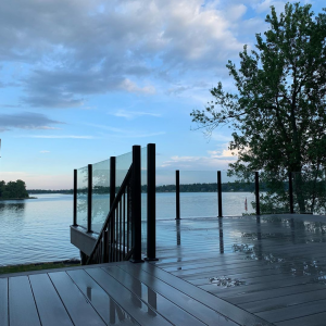 Black aluminum glass railing system 