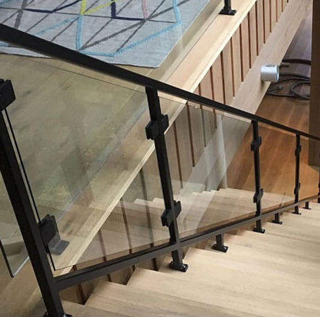 Black glass railing system