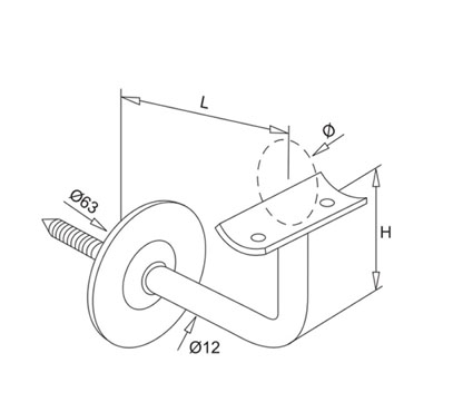 Wall Mount Handrail Bracket With Lag Screw