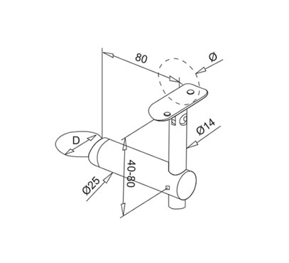Baluster Post Mount Handrail Bracket – Adjustable