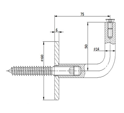 Wall Mount Handrail Bracket With Lag Screw