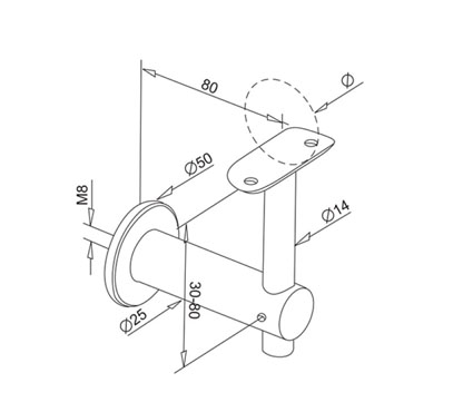 Wall Mount Handrail Bracket