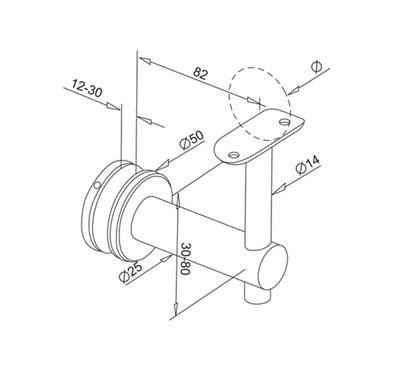 Glass Mount Handrail Bracket