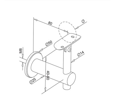 Wall Mount Handrail Wall Bracket – Adjustable