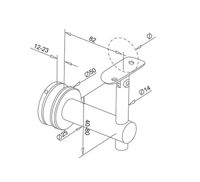 Glass Mount Handrail Bracket – Adjustable