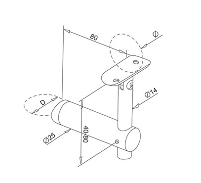 Baluster Post Mount Handrail Bracket – Adjustable