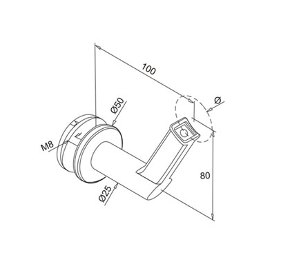 Glass Mount Handrail Bracket